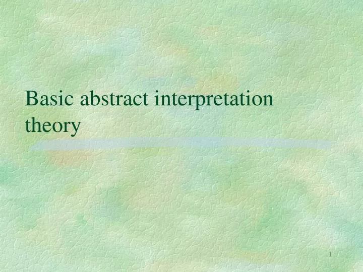 basic abstract interpretation theory
