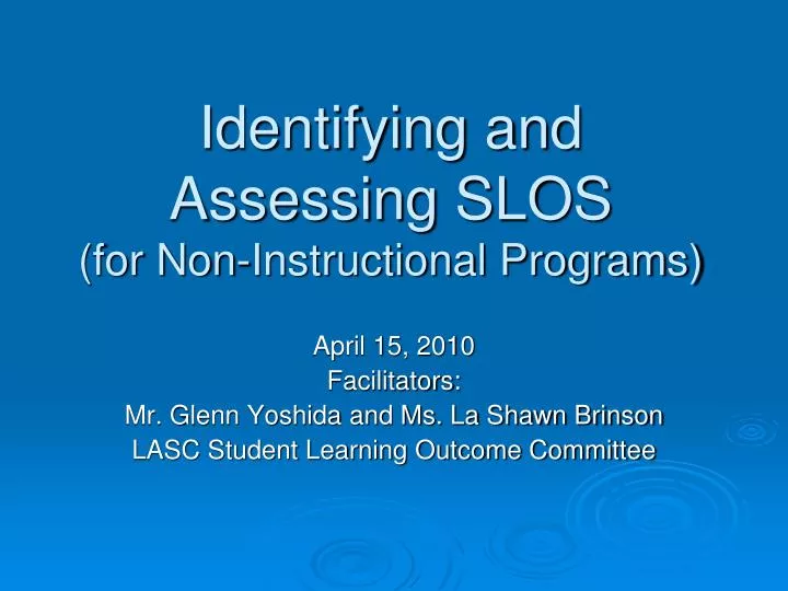 identifying and assessing slos for non instructional programs