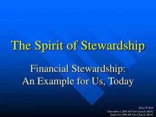 The Spirit of Stewardship