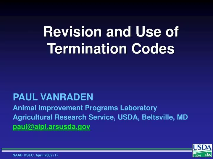 revision and use of termination codes