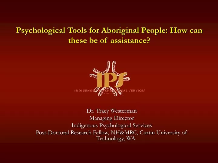 psychological tools for aboriginal people how can these be of assistance