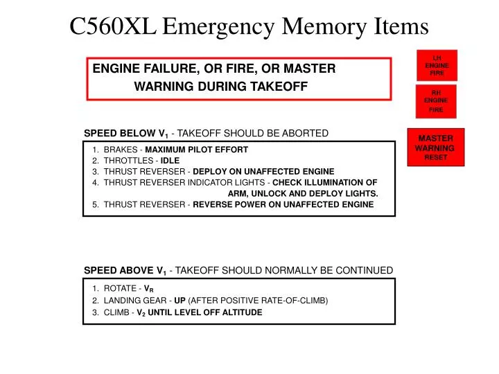 c560xl emergency memory items