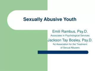 Sexually Abusive Youth