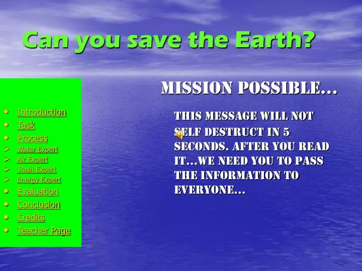 can you save the earth