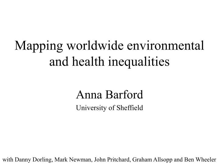 mapping worldwide environmental and health inequalities