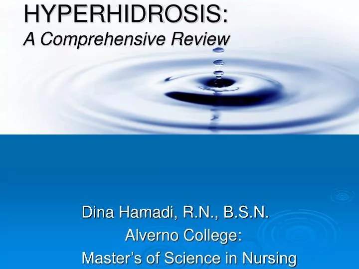 hyperhidrosis a comprehensive review
