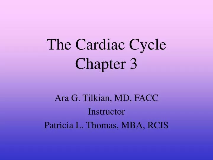 the cardiac cycle chapter 3