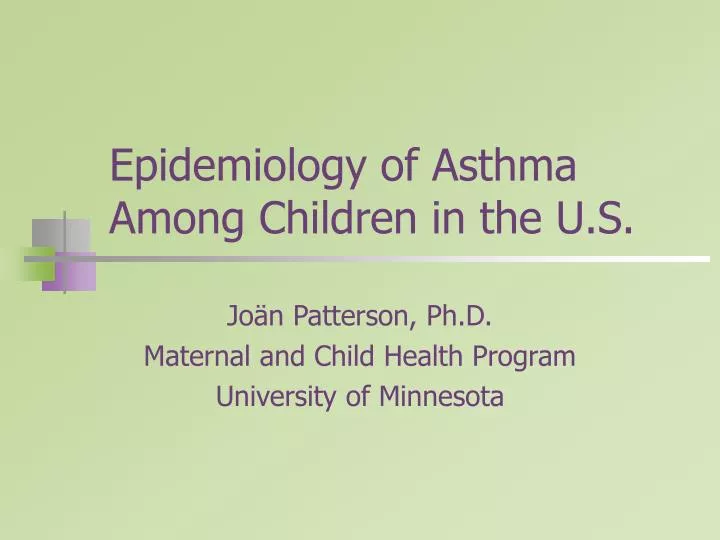 epidemiology of asthma among children in the u s