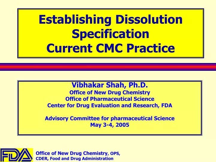 establishing dissolution specification current cmc practice