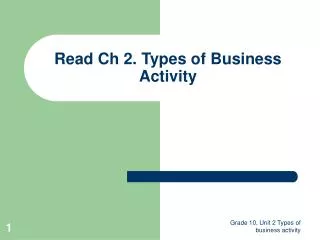 Read Ch 2. Types of Business Activity