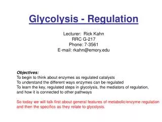 Glycolysis - Regulation