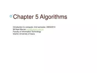 Chapter 5 Algorithms