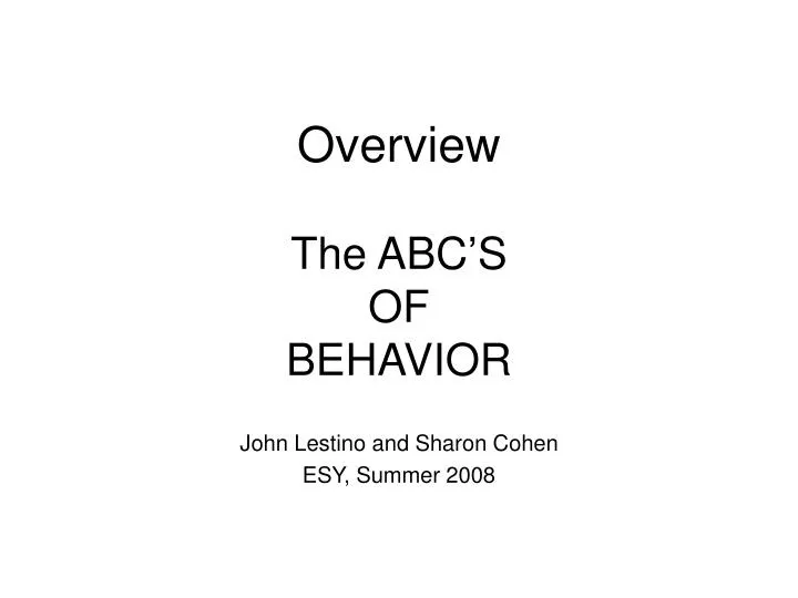 overview the abc s of behavior