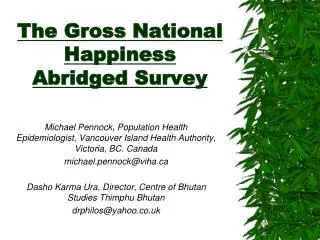 The Gross National Happiness Abridged Survey