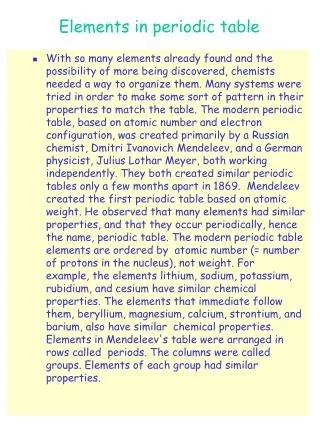 elements in periodic table