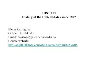 HIST 253 History of the United States since 1877