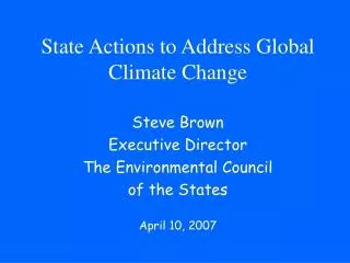 State Actions to Address Global Climate Change