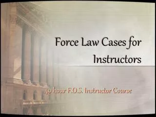 Force Law Cases for Instructors