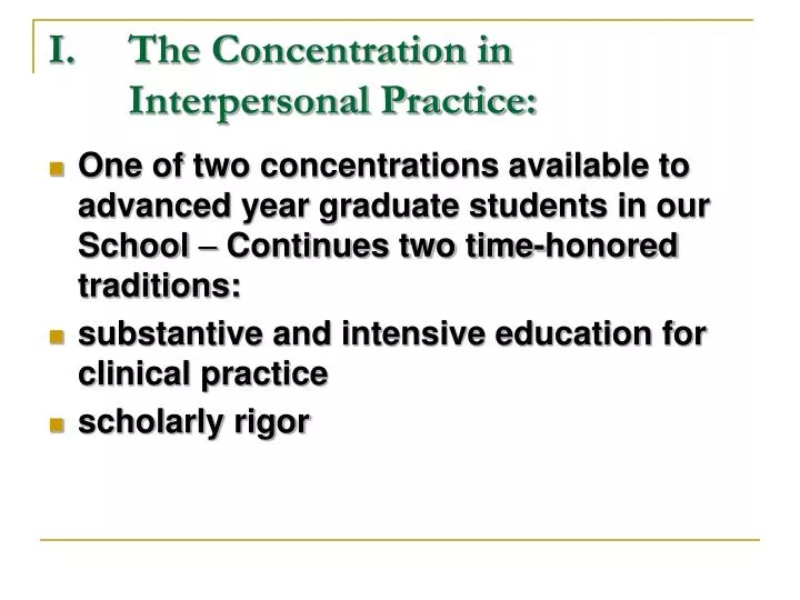 i the concentration in interpersonal practice