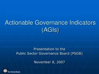 Actionable Governance Indicators (AGIs)