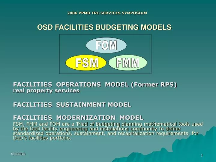 osd facilities budgeting models