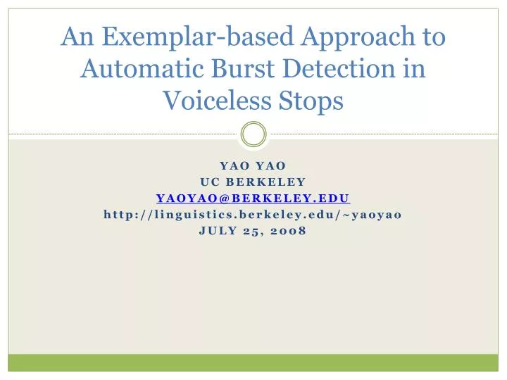 an exemplar based approach to automatic burst detection in voiceless stops