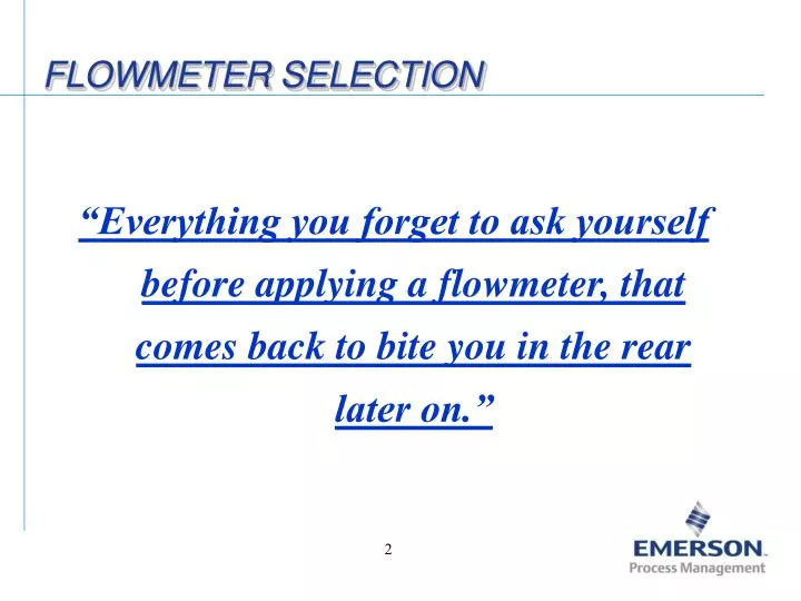 flowmeter selection