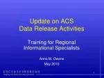 Update on ACS Data Release Activities - slide 1