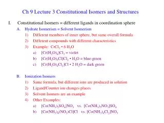 Ch 9 Lecture 3 Constitutional Isomers and Structures