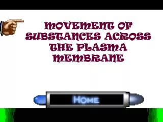 MOVEMENT OF SUBSTANCES ACROSS THE PLASMA MEMBRANE