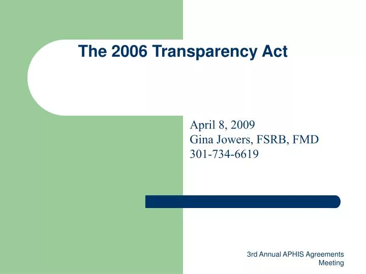the 2006 transparency act
