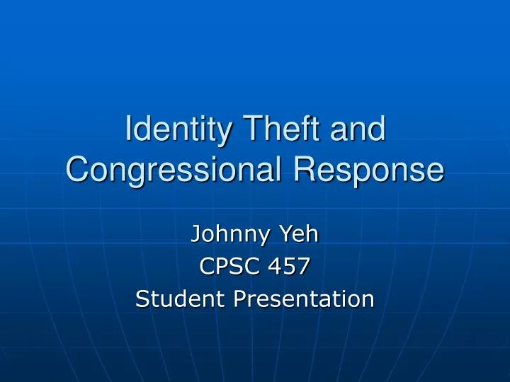 identity theft and congressional response
