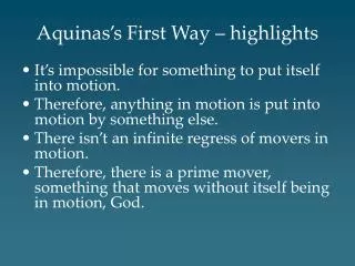 Aquinas’s First Way – highlights