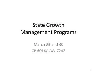 State Growth Management Programs