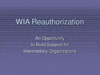 WIA Reauthorization