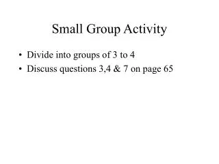 Small Group Activity