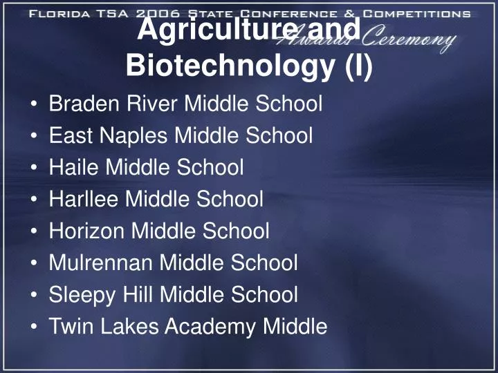 agriculture and biotechnology i
