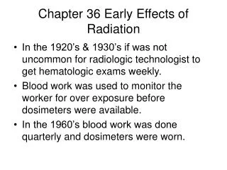 Chapter 36 Early Effects of Radiation