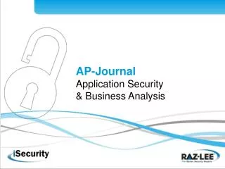 AP-Journal Application Security &amp; Business Analysis