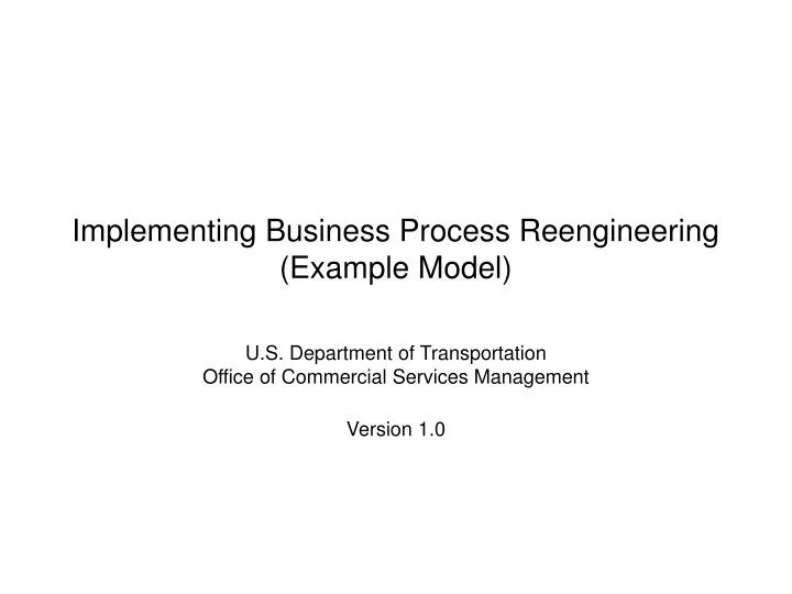 implementing business process reengineering example model
