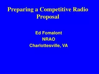 Preparing a Competitive Radio Proposal