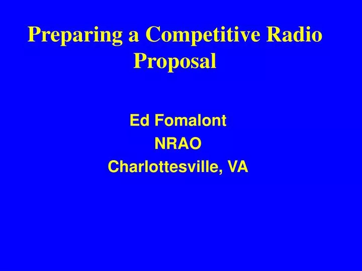 preparing a competitive radio proposal