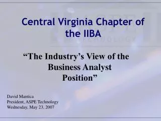 Central Virginia Chapter of the IIBA