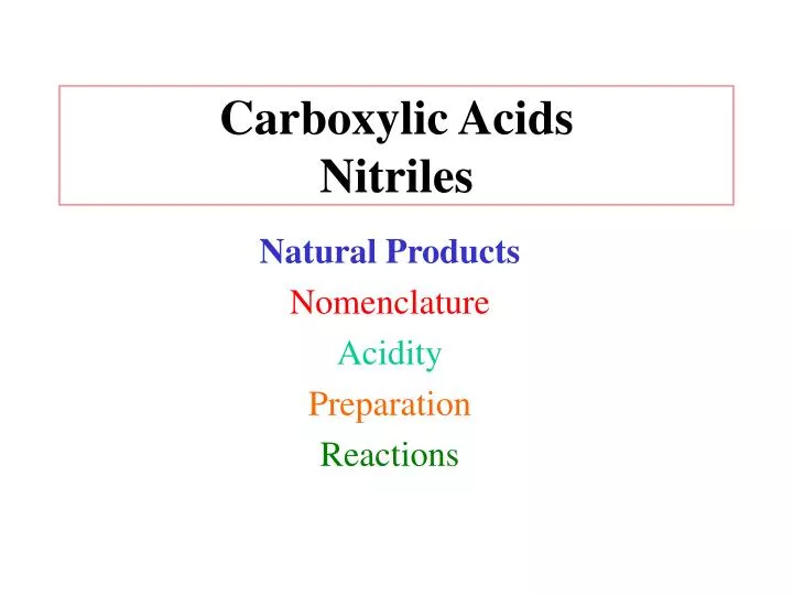 carboxylic acids nitriles