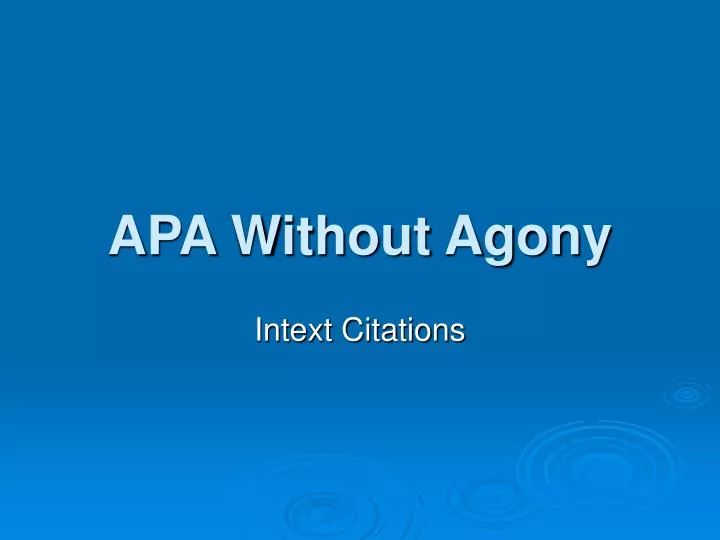 apa without agony
