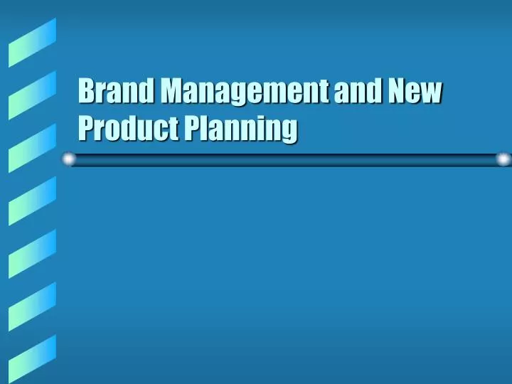 brand management and new product planning