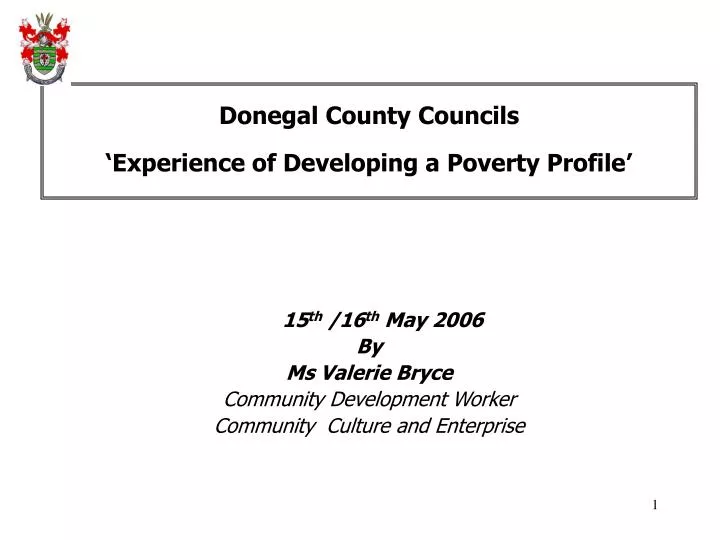 donegal county councils experience of developing a poverty profile