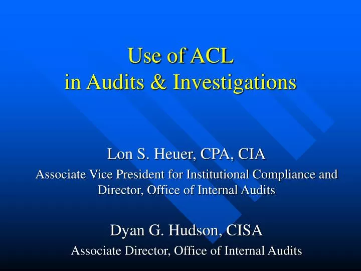 use of acl in audits investigations