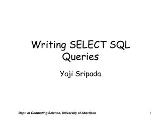 Writing SELECT SQL Queries