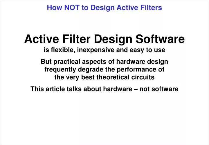 how not to design active filters